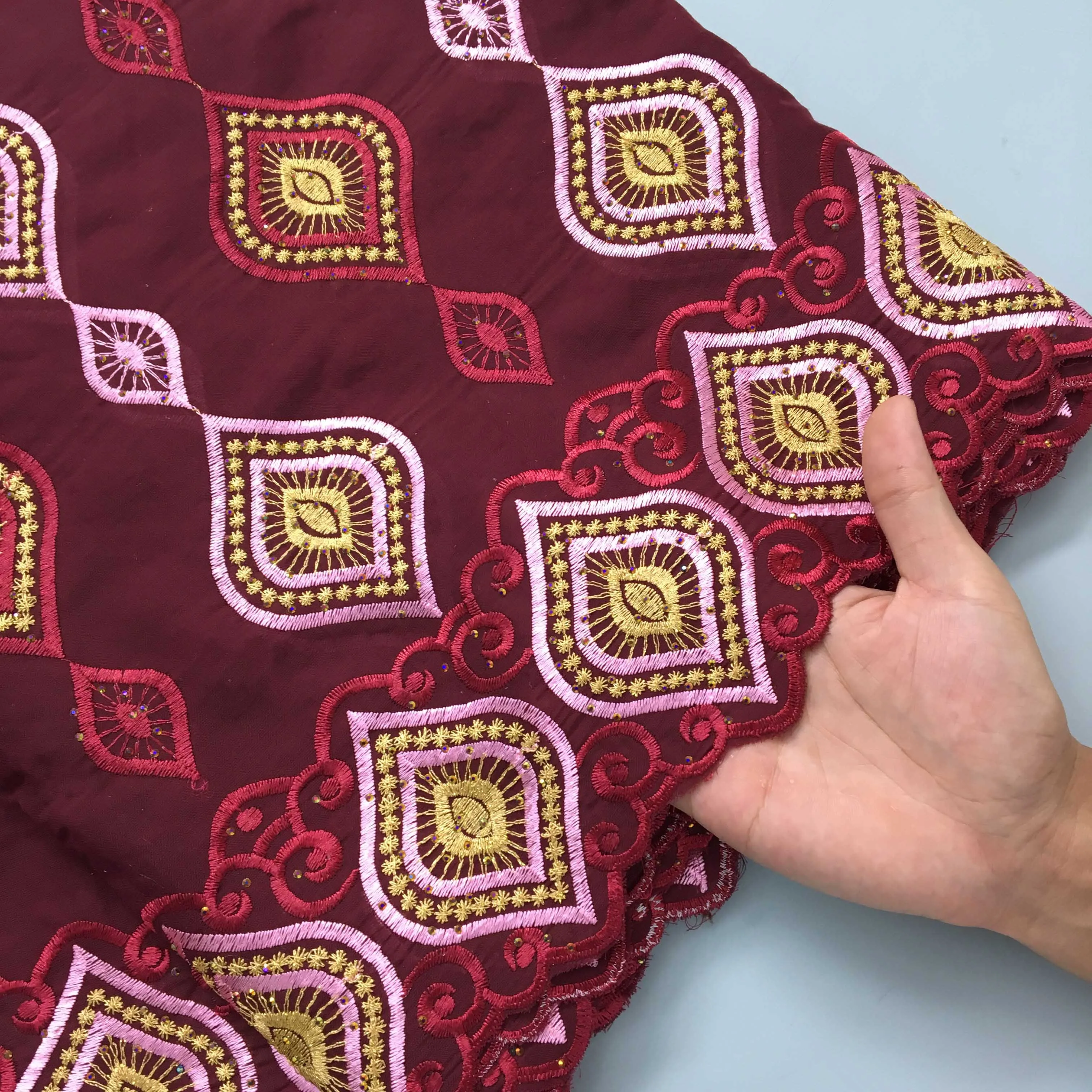 Африканское Хлопковое Кружево Sjd 2024 Высокое Качество Нигерийский Стиль Для