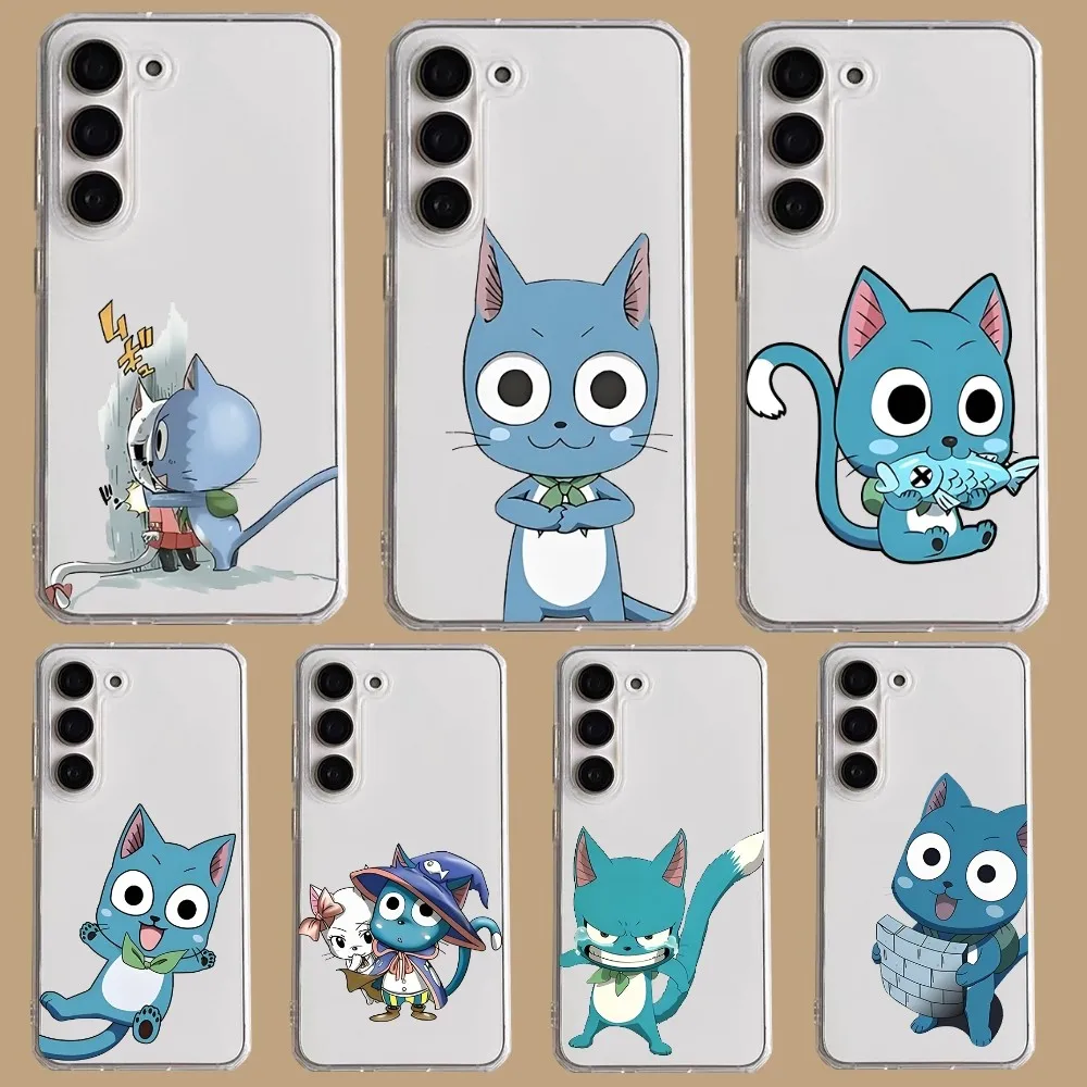 Чехол для телефона Manga Fairy Tail Happy Cat Samsung Galaxy A52 A12 A51 S21 Edge S22ULTRA S23 S20LITE Plus Ultra Transparent Cover