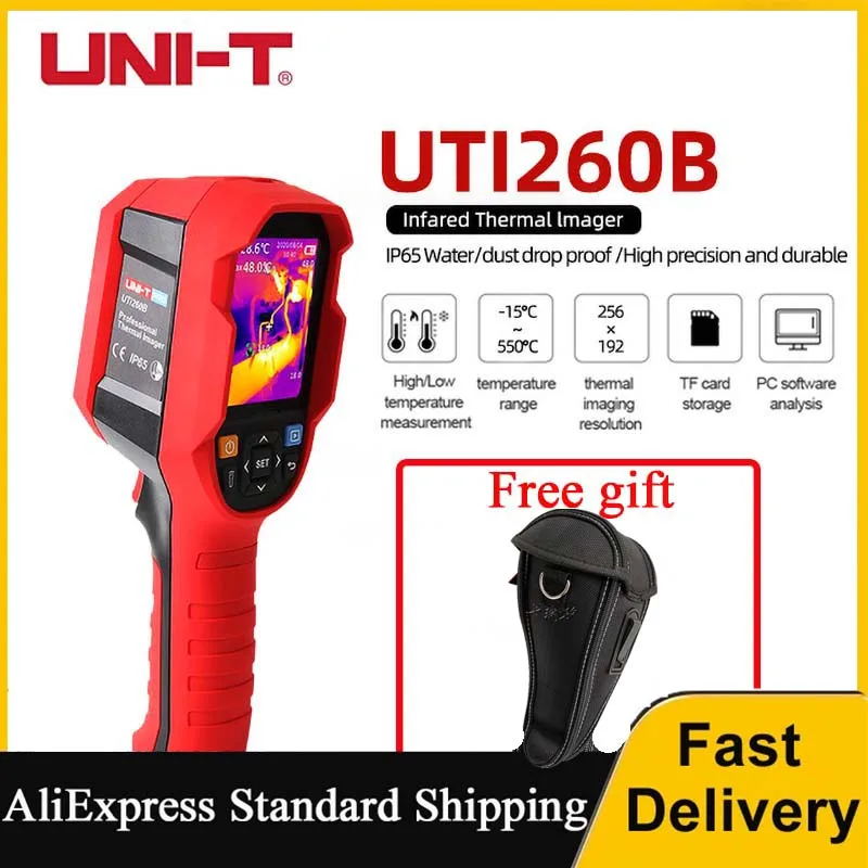 

UTi260B Industrial Thermal Imager for PCB Architecture Transportation Pipeline 256x192 Pixel 25Hz Infrared Camera with Carry Bag