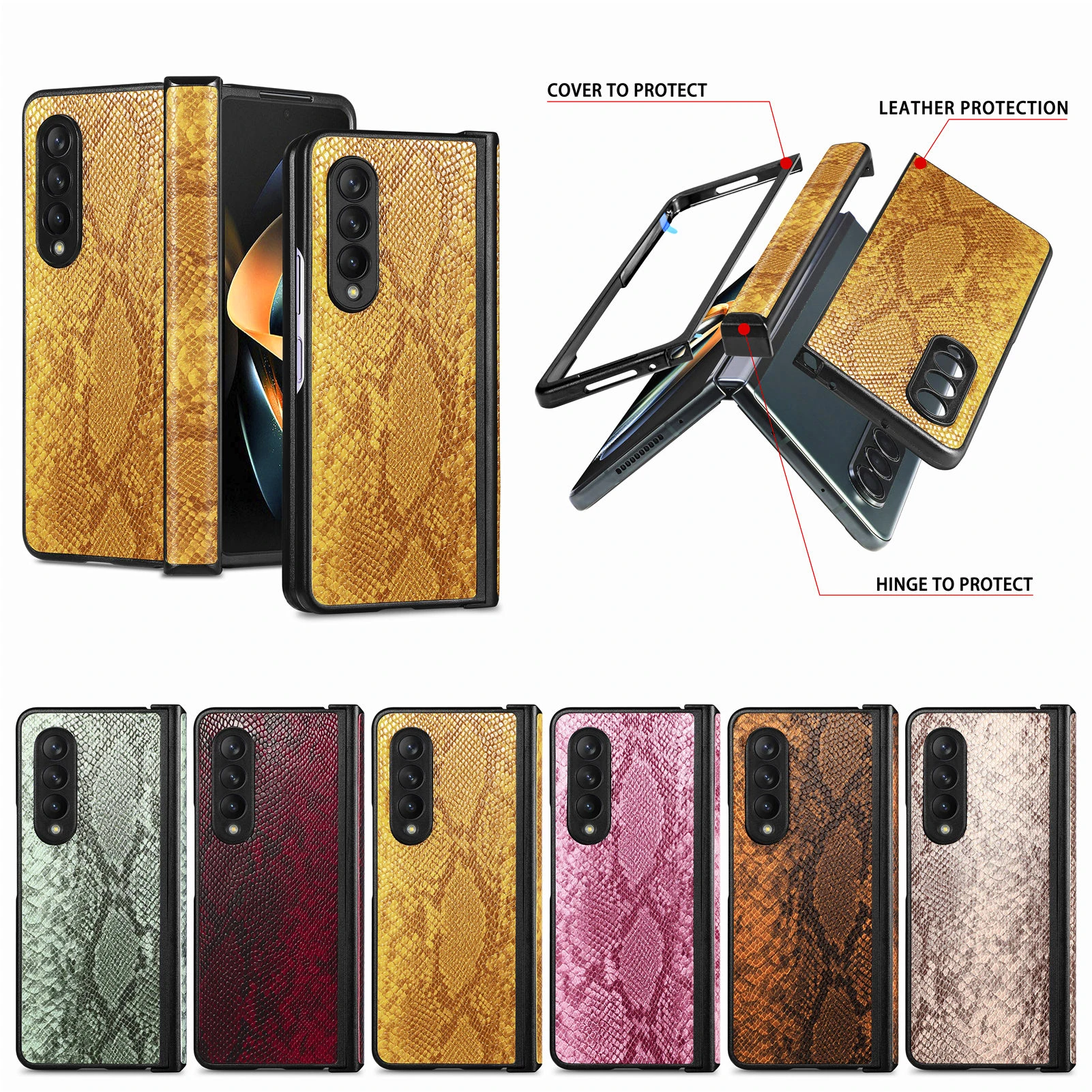 

for Samsung Galaxy Z Fold 3 4 Case Python Design Anti-fall Ultrathin Full Back Protective Shockproof Phone Cover Galaxy Z fold 4