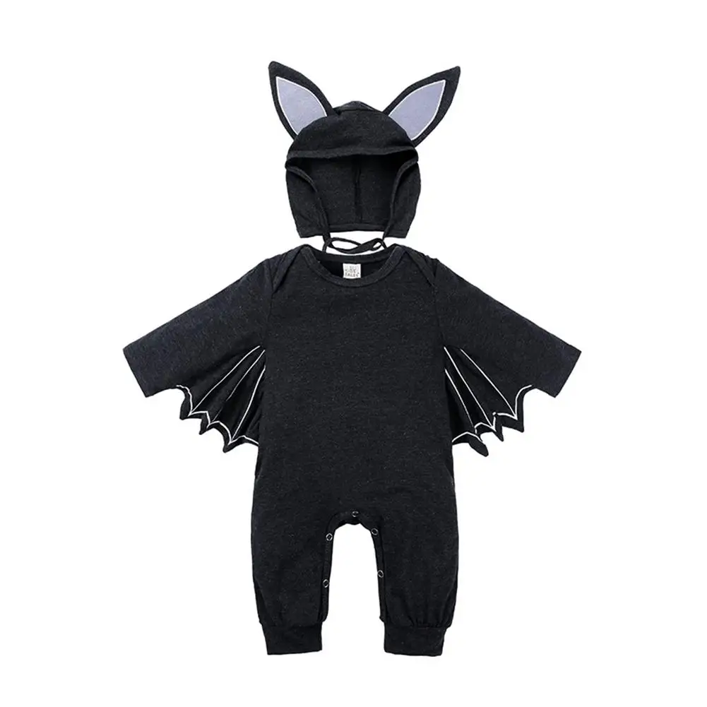

2pcs/Set Rompers Toddler Baby Climb Cotton Clothes Halloween Bat Sleeve Warm Romper and Hat Clothes Suit Holiday Costume