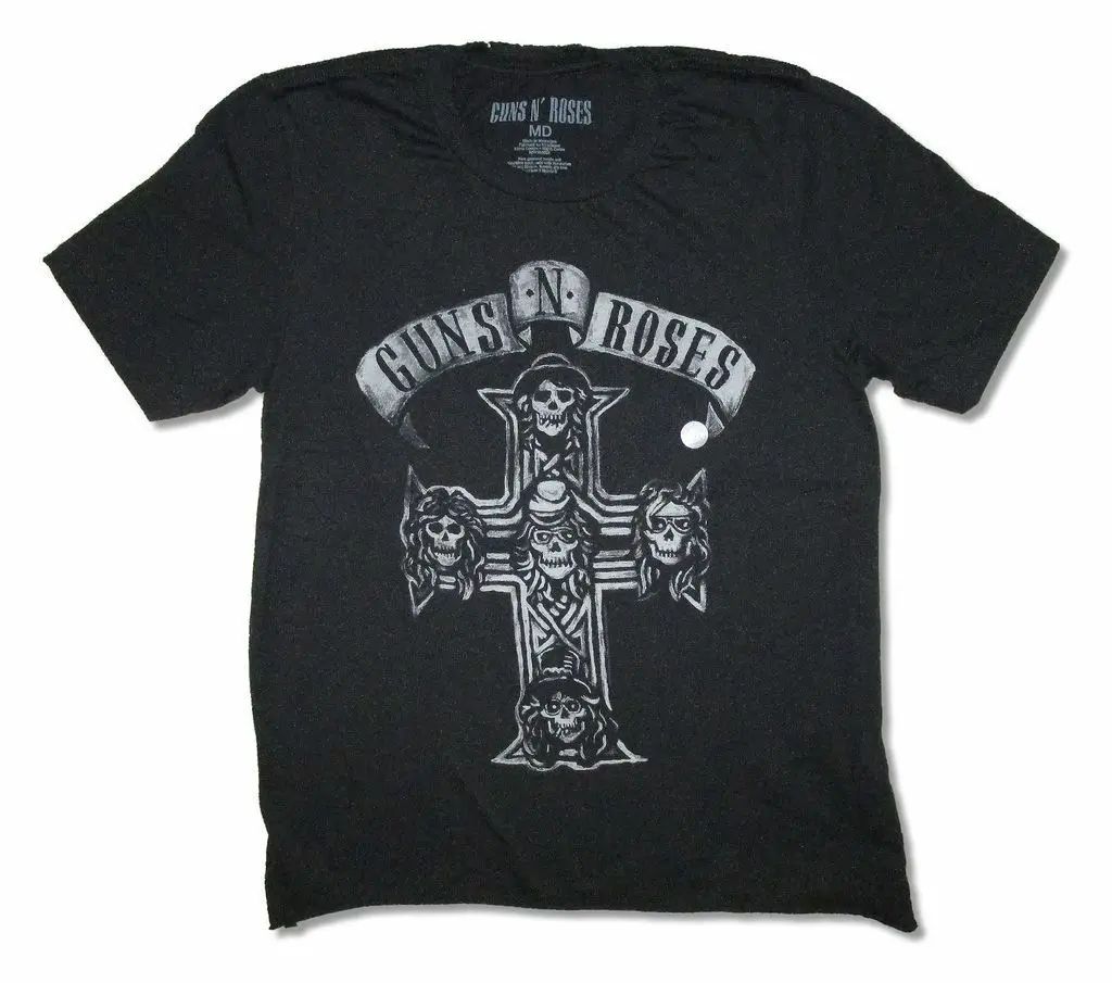 

Guns N Roses Sketched Cross Raw Edge Girls Juniors Black T Shirt New