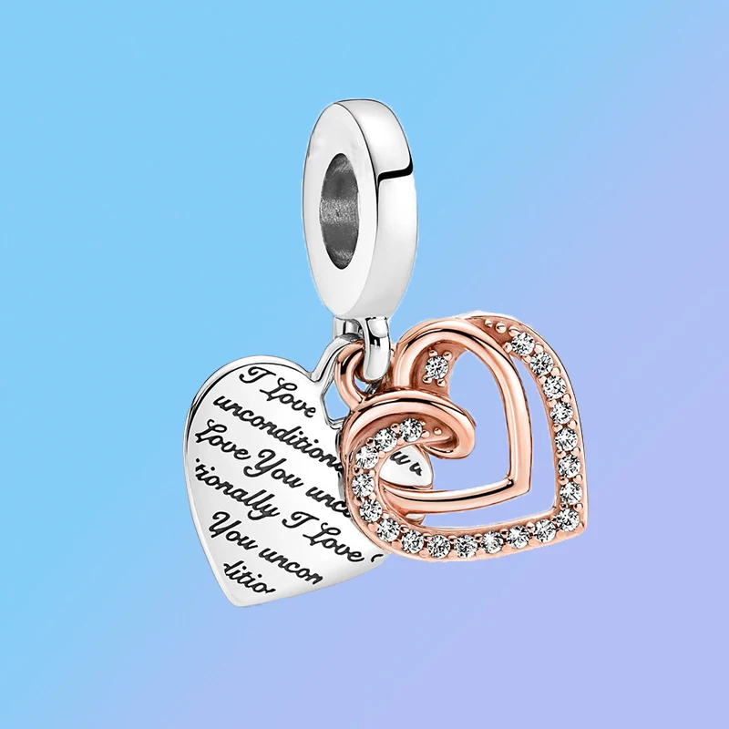 

2022 S925 Sterling Silver Original Niche High Quality Glamour Trend 1:1 Charming Heart Wrap Heart Double Charm Classic Jewelry