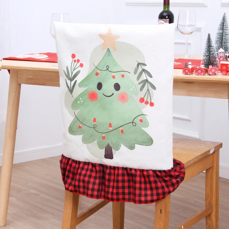 

Christmas Dwarf Chair Cover 2023 Old man snowman creative cartoon Decoration Dining Room Kitchen Dinning Chair Slipcover Seat