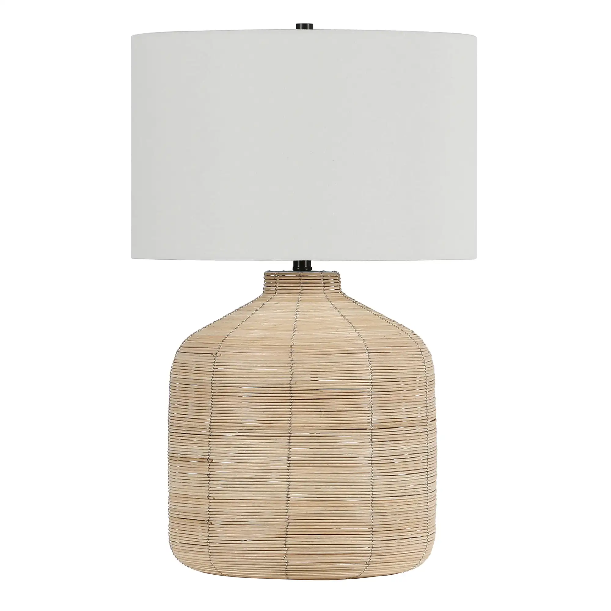 

HMTX Modern Rattan Table Lamp with Blackened Steel Accents