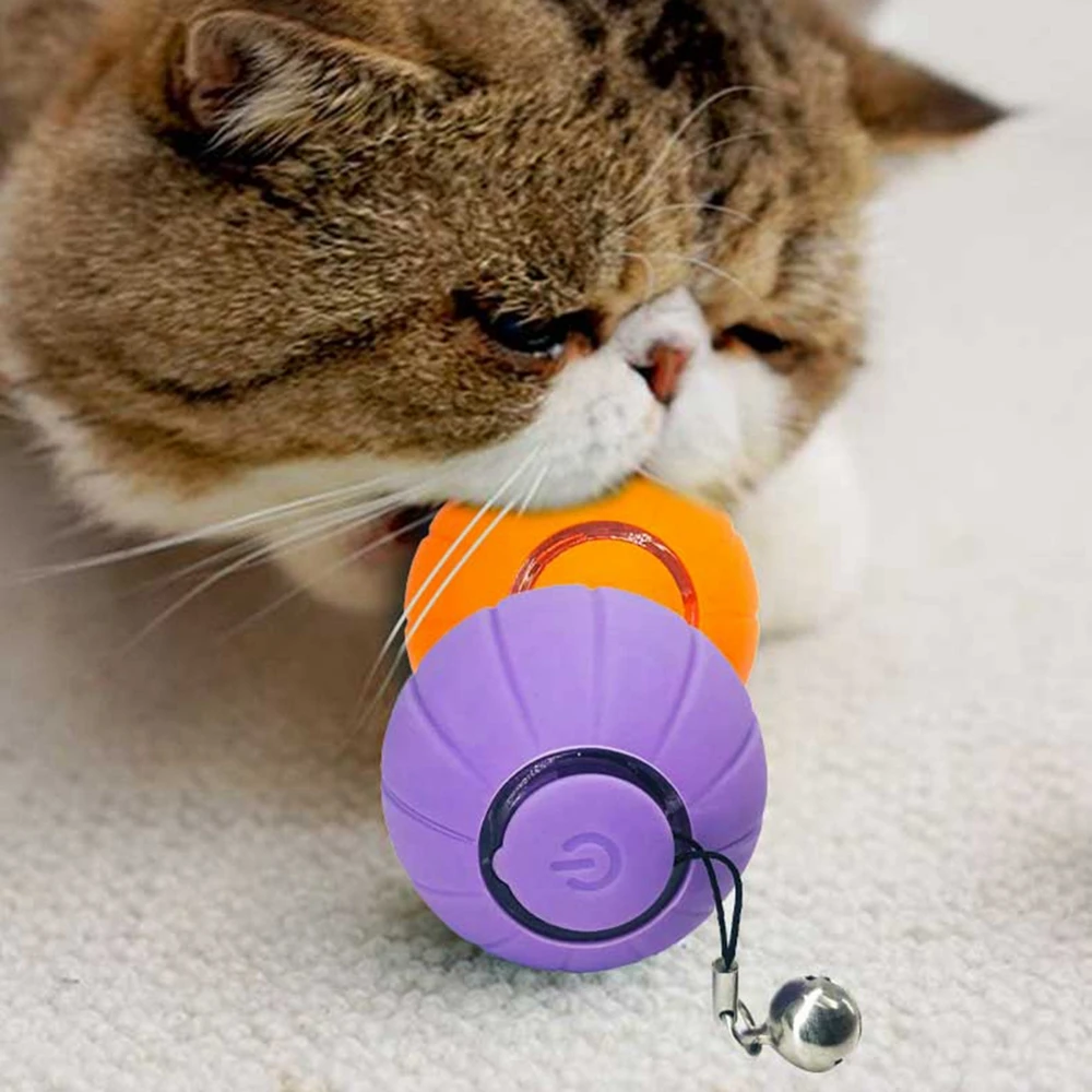 

Smart Interactive Cat Toy Automatic Moving Bouncing Scroll Rolling Ball for Indoor Cat Kitten Self Rotating Ball with Light Bell