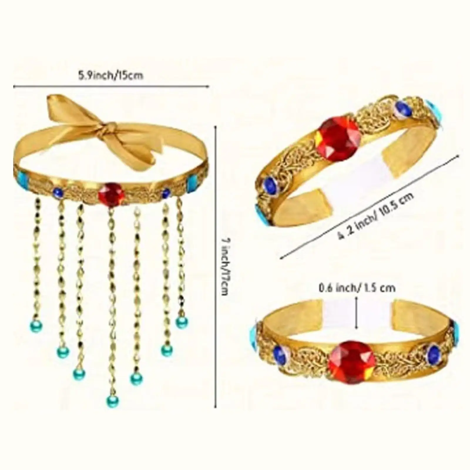 

3Pcs Antique Women's Egyptian Costume Snake Beaded Headband Dress up for Festivals Fancy Dress Birthday Party Halloween