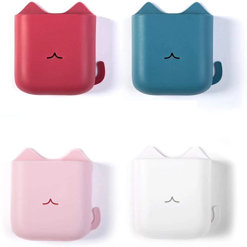 

4Pcs Cat Self-Adhesive Remote Holder,Wall Mount Remote Holder For Bedside For Phone,Toothbrush,Remote Pencil, Multicolor