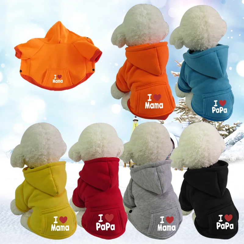 

Pet Clothes hoodies Bulldog Puppy Dog i love mama Pet Jumpsuit Chihuahua Pug Pets pocket Clothing for Small Dogs Puppy Outfit