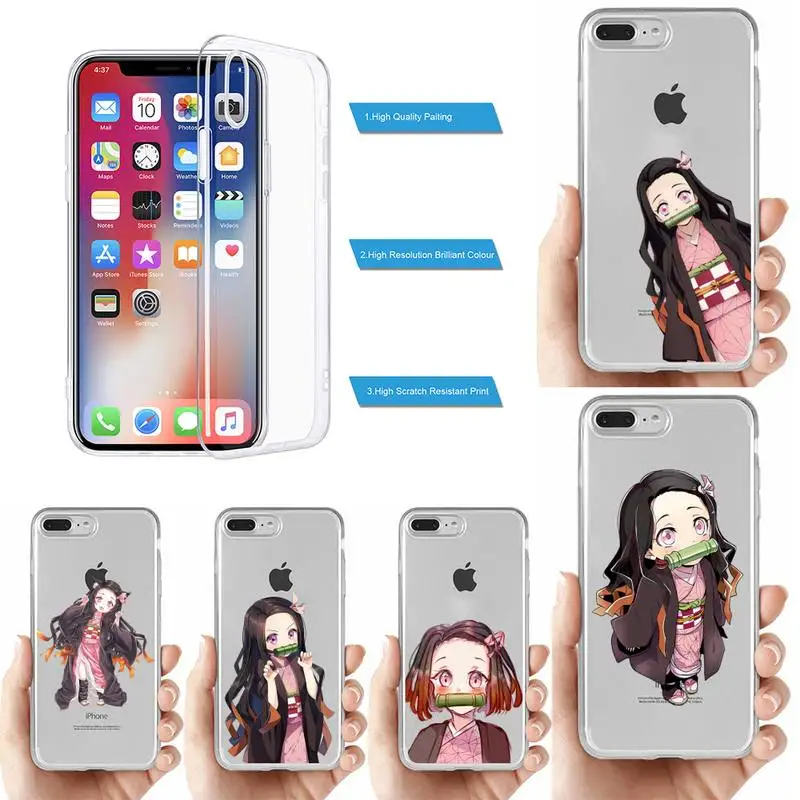

Demon Slayer Nezuko Anime Phone Case for iPhone 11 12 13 mini pro XS MAX 8 7 6 6S Plus X 5S SE 2020 XR clear case