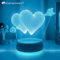 pierce your heart 3d night light with heart led touch switch colorful atmosphere for home decoration light table lamp bedside