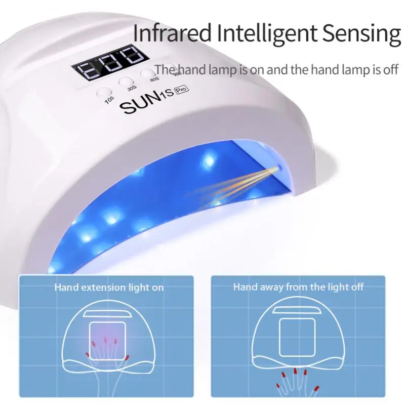 Nail Lamp LED Dryer For Acrylic Gel Drying With Low Heat Mode Smart Sensor Art Salon Manicure Machine