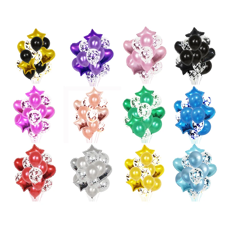 

14pcs 18 inch star pearl glitter latex balloon set baby shower wedding birthday party decoration arrangement balloon set