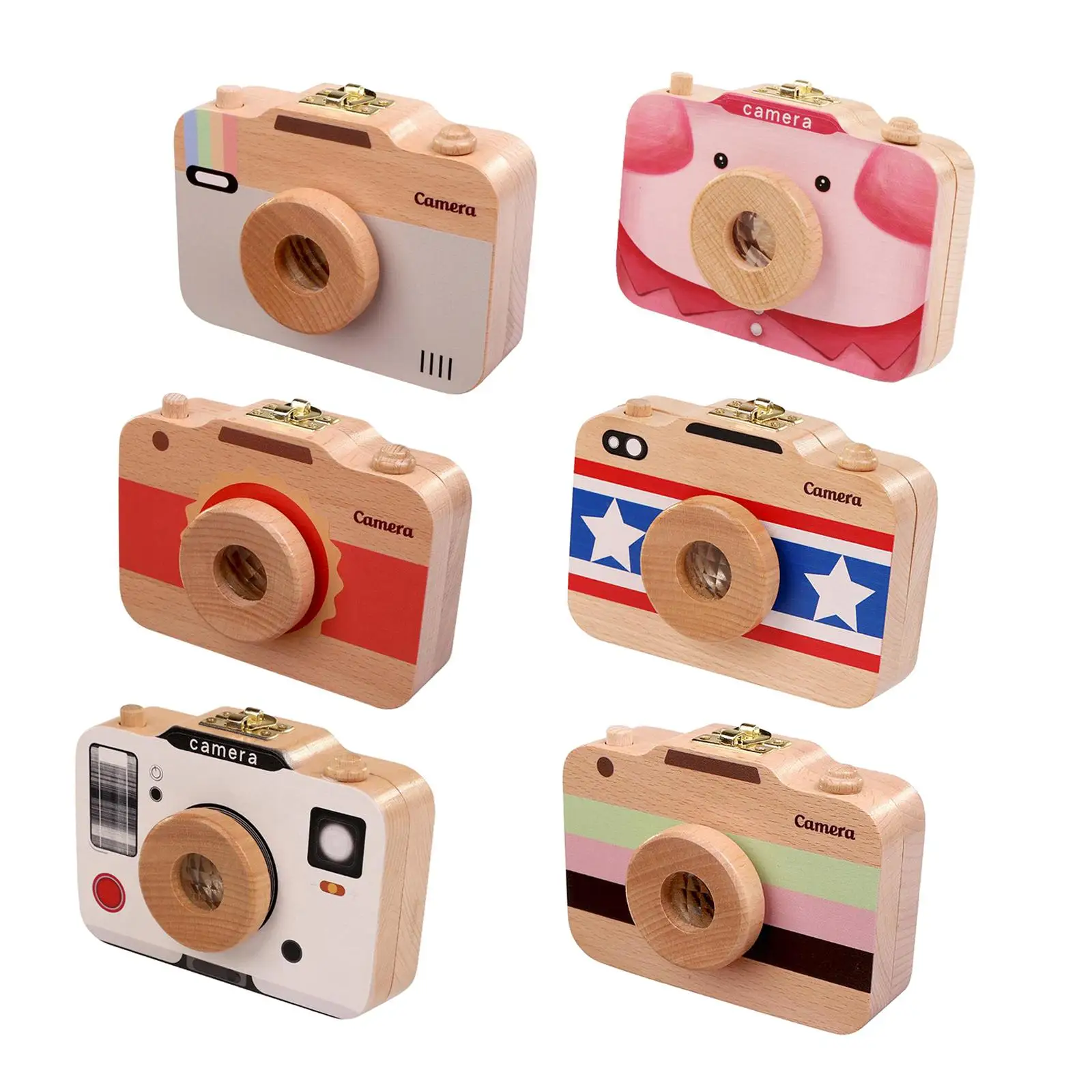 

Wooden Camera Save Box for Baby Teeth and Hair Record Kids Growth Process