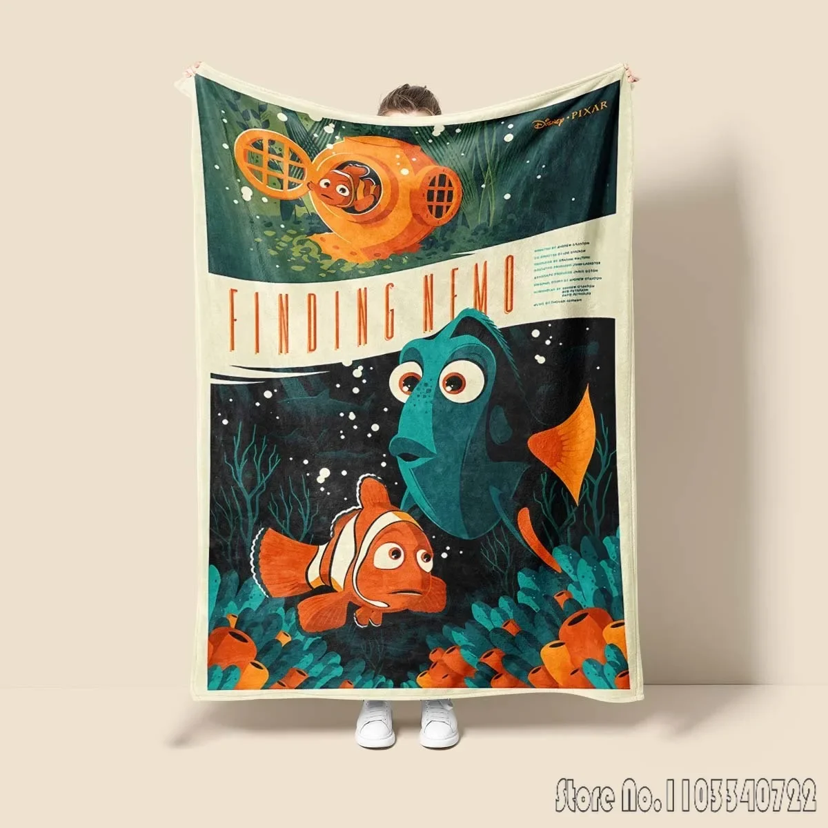 Теплое декоративное одеяло Disney Finding Nemo удобное мягкое портативное дорожное для