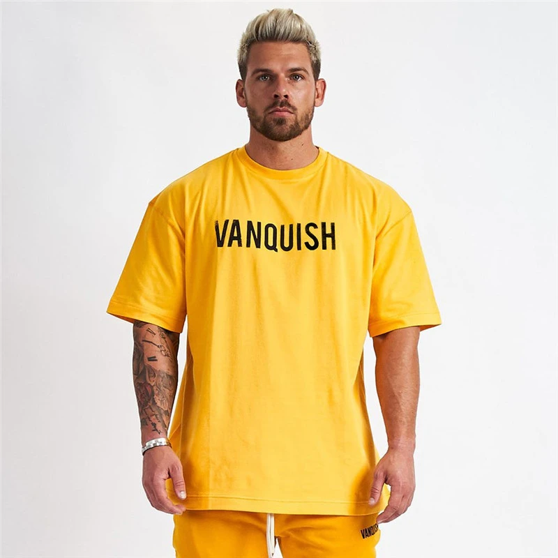 

Summer New Men's T-Shirts Hip-Hop Style Loose Oversized T-Shirt Joggers Gym Exercise Fitness Cotton Crew Neck Short Sleeve