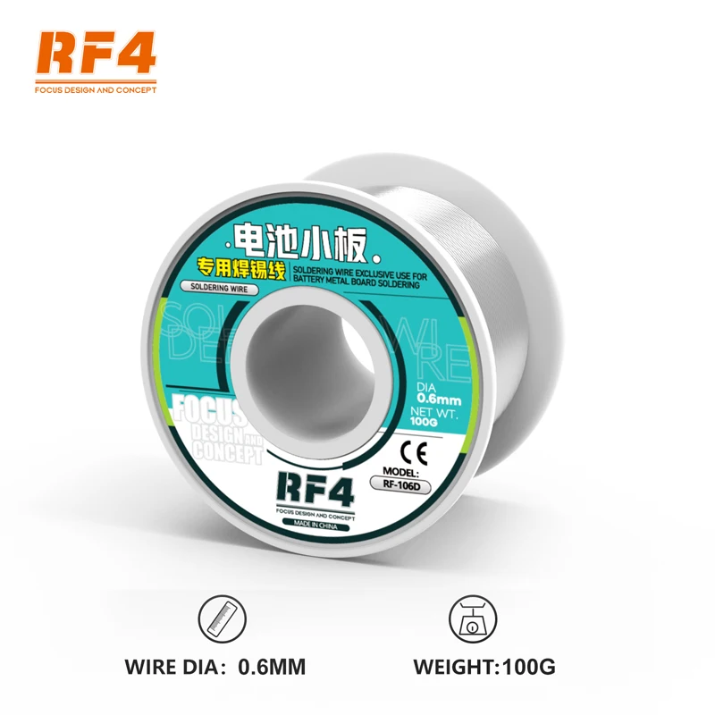 

Оловянная паяльная проволока RF4 100g 106A 106D 108A без свинца для батареи, металлическая панель, никелевый лист, точная пайка, переработка