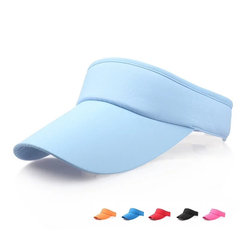 

Summer Breathable Air Sun Hats for Women UV Protection Empty Top Solid Visor Cap Men Running Adjustable Sports Tennis Golf Cap