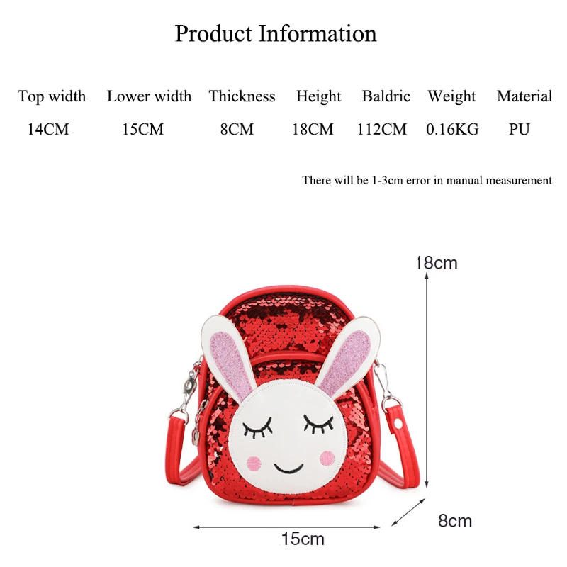 Sequins Bag for Kids Girl Mini Backpack Korean Baby Cute Side Shoulder Bag Dual-use Cartoon Crossbody Bag Kindergarten Schoolbag