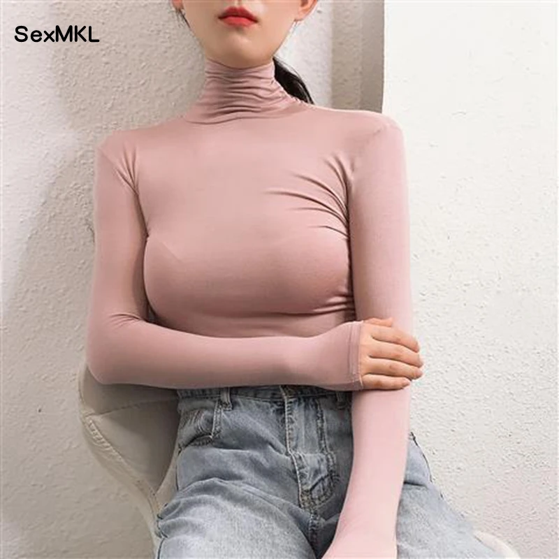 

Fashion Winter Basic T-shirts Woman 2022 Korean Cotton Long Sleeve Y2k Top Sexy Women Clothes Slim Classic White Black T Shirt