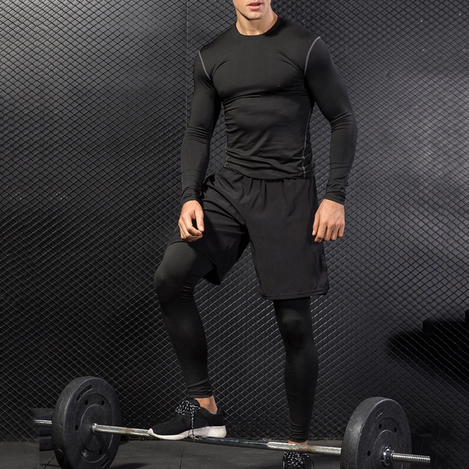 

Men's Compression Pants Male Tights Leggings For Running Gym Sport Fitness Quick Dry Fit Joggings Workout White Black Shorts