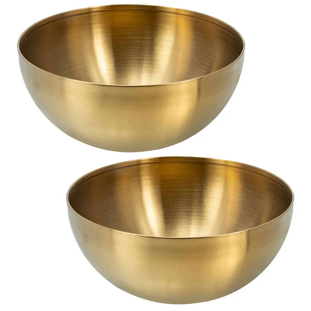 

2 Pcs Stainless Steel Salad Bowl Mixing Food Bowls Serving Noodle Metal Insulation