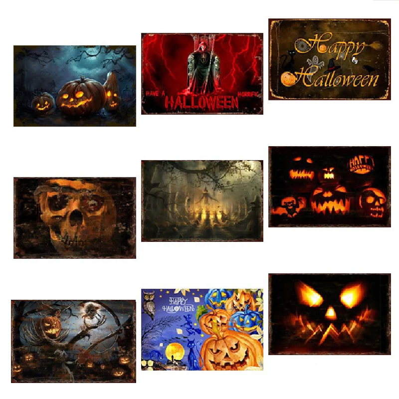 

Halloween retro Holiday atmosphere decorative painting Metal prints Home Room Bar Cafe Decor Art Wall Painting poster wall decor