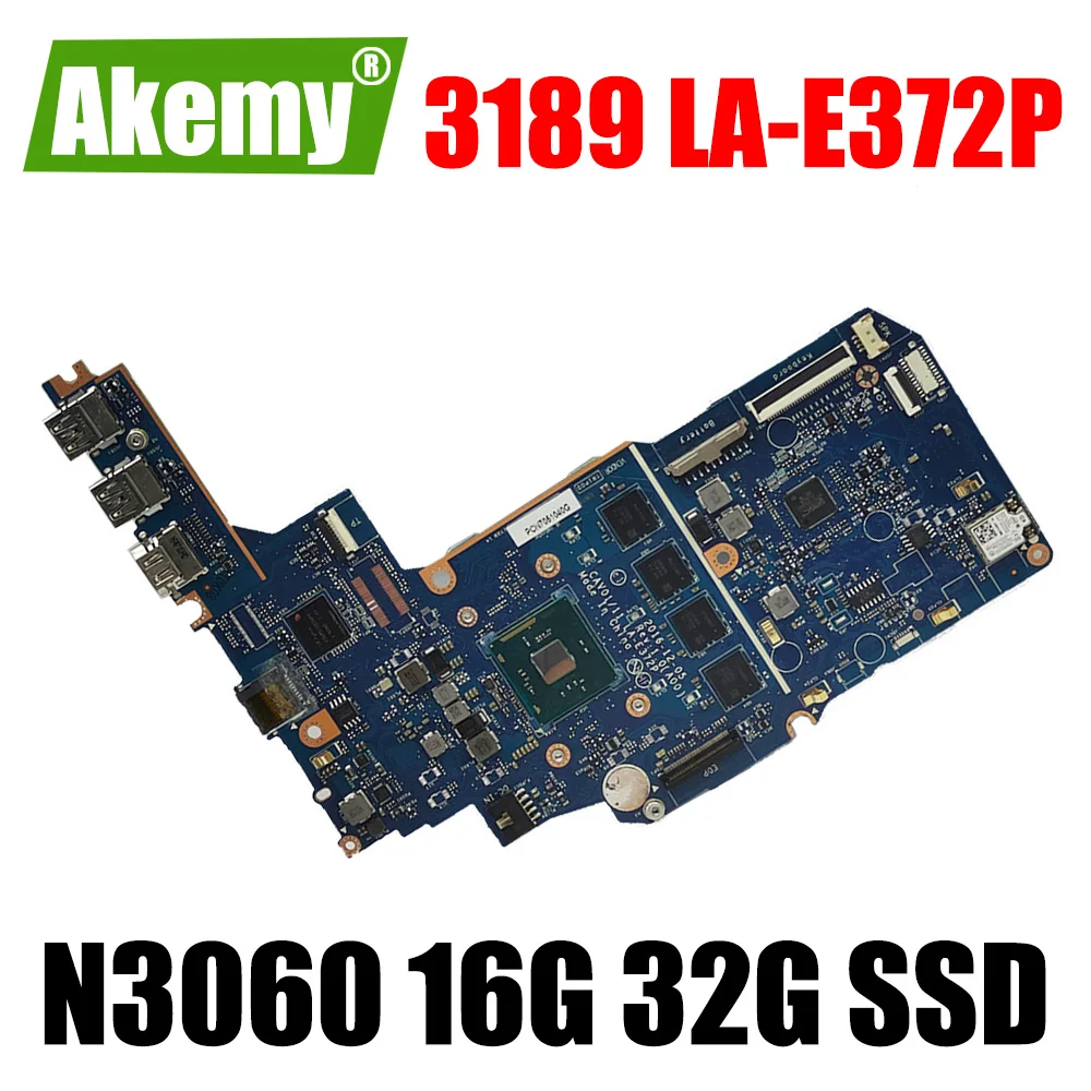 For DELL Chromebook 3189 Celeron N3060 Laptop Motherboard CN-0P0KXH 0R90JW LA-E372P 4G DDR3 Notebook Mainboard w/16G or 32G ssd