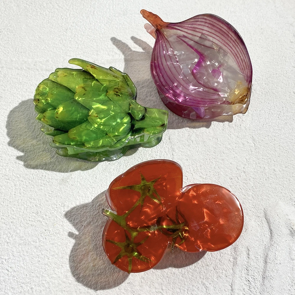 Акриловая заколка для волос в форме салата | AliExpress