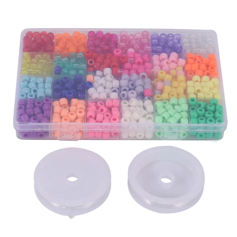 

Pony Beads, Multi-Colored 6X9mm Rainbow Pony Beads Bulk For Friendship Bracelet, Jewelry Making And Hair Braids