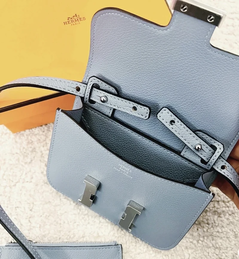 Transformation H bag Constace Slim diagonal bag strap first layer cowhide epsom elephant gray leather shoulder strap