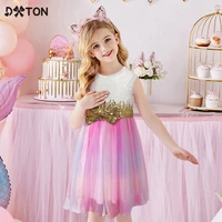 dxton girls summer dress sleeveless elegant children dress with bow 2022 sequin kids party prom princess girls dresses vestidos