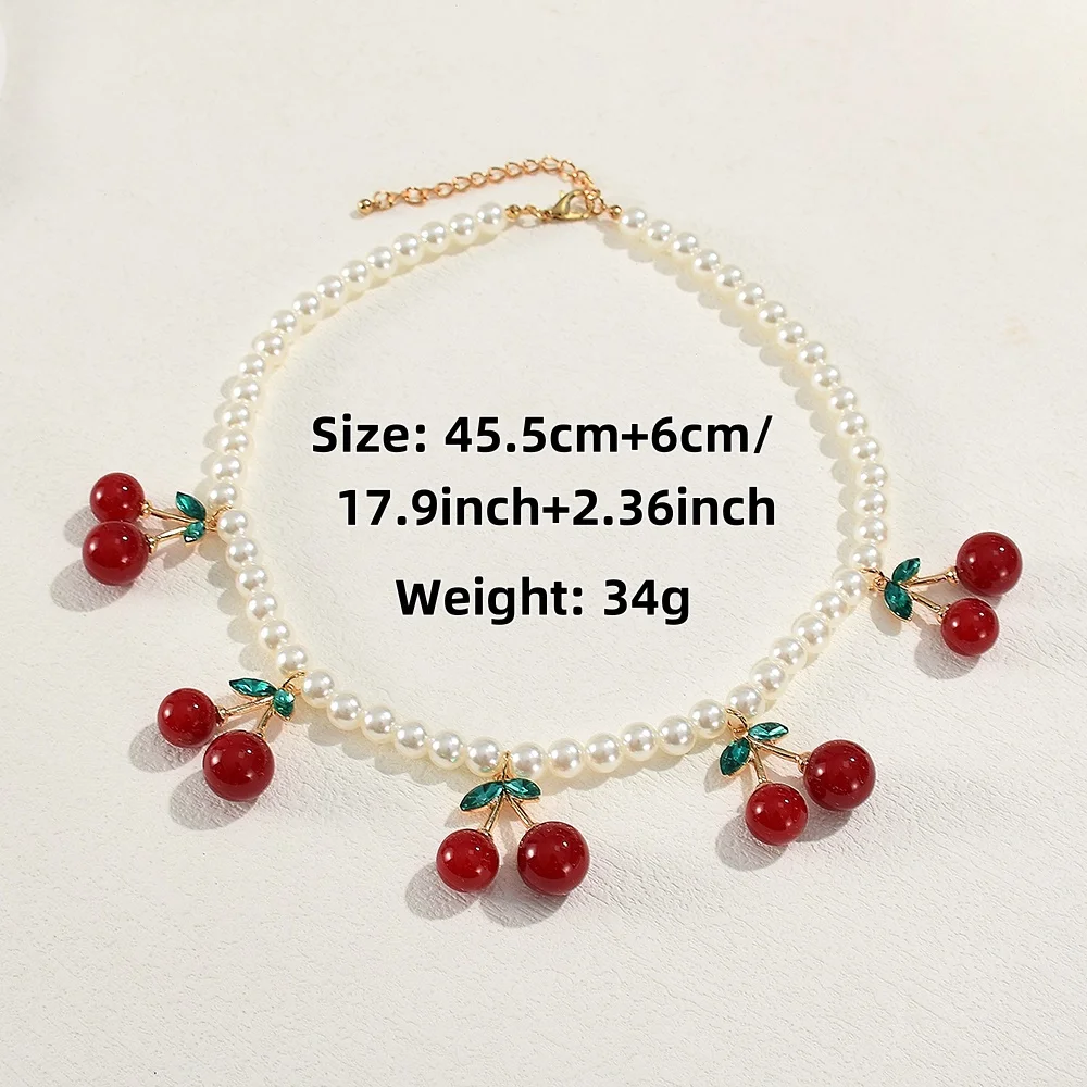 Трендовые ожерелья с жемчугом и вишней для женщин девочек винтажный кулон