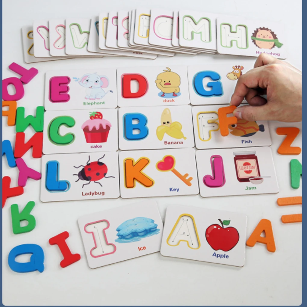 

Набор букв алфавита для детей младшего возраста, деревянные детские развивающие Игрушки для раннего обучения, портативный набор для детского сада