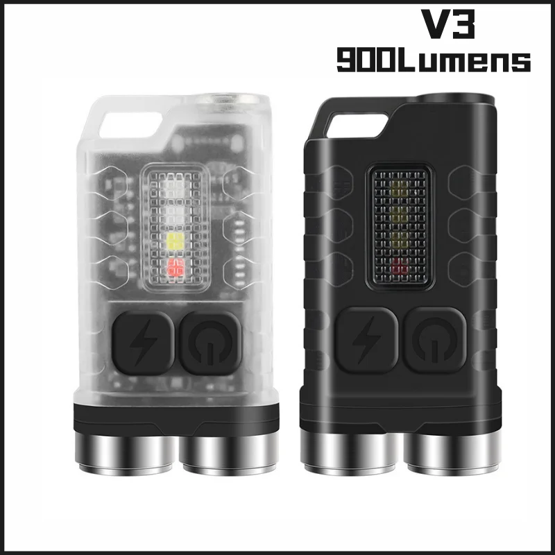 Mini Keychain Light USB Rechargeable LED Flashlight 900Lumens Fenix 10 Lighting Modes Red UV Pet Urine Stains Detector