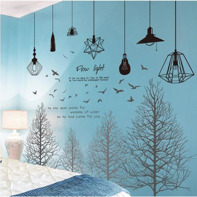 Наклейки на стену с лесными деревьями Светильники для люстры сделай сам
