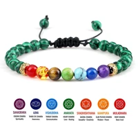 7 chakra beaded charm bracelet for women men 6mm natural stone agates malachite reiki healing beads bracelet couple yoga jewelry