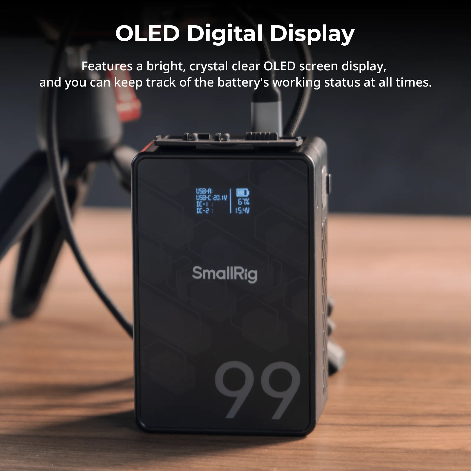 Фото SmallRig Mini V Mount Battery VB99 SE 99Wh 6800mAh V Lock Аккумулятор с выходом 65W OLED-экраном для камеры Монитор Видеосветильник №3