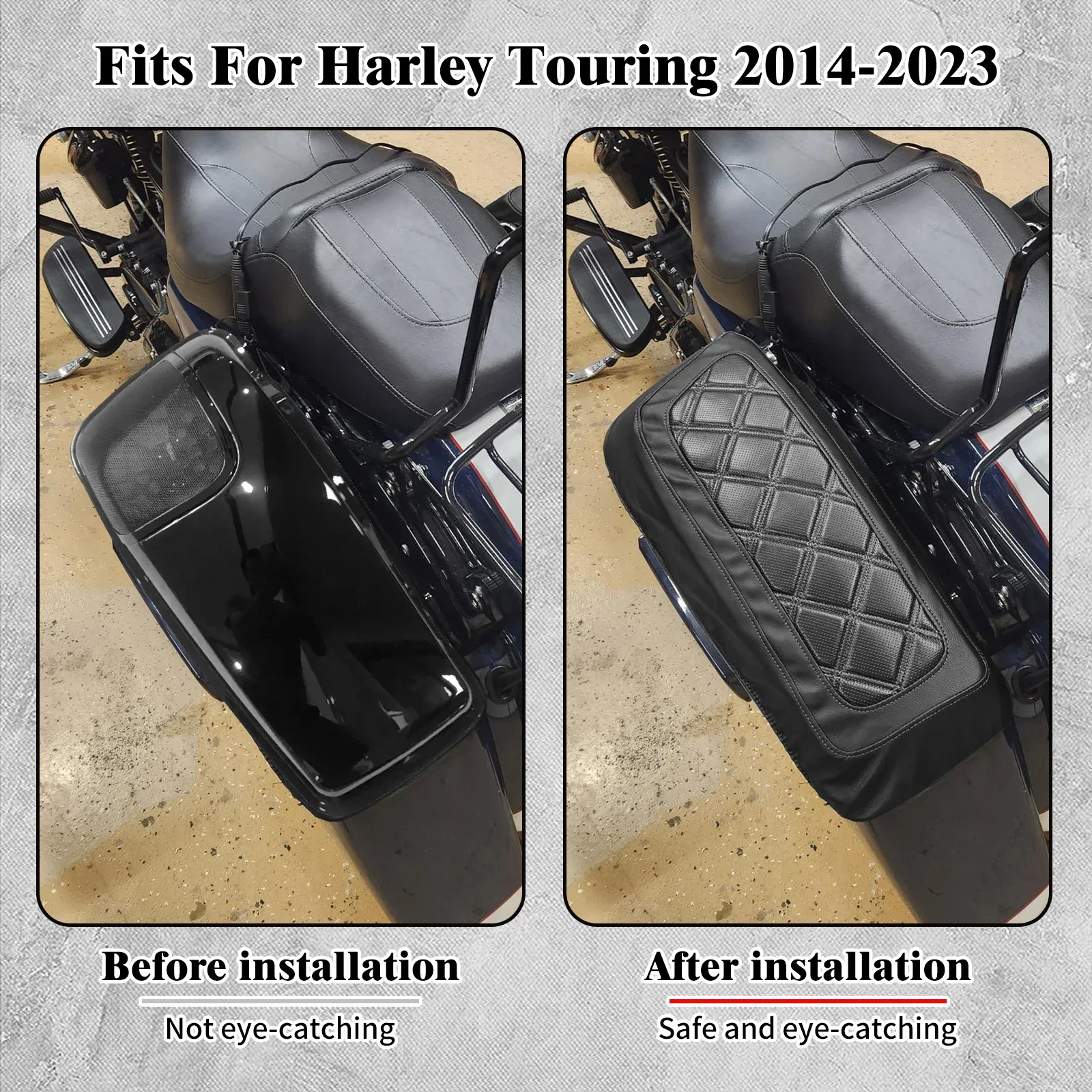 Фото Жесткая крышка седельной сумки для мотоцикла, крышка динамика для Harley Touring 2014-2025 Road King Street Road Electra Glide FLHR FLHX FLHT №3