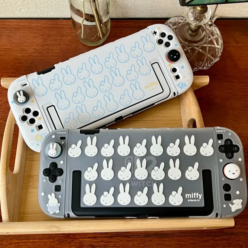 Фото Защитный чехол Geekshare Miffy Switch 2, полупрозрачный, с накладками на кнопки, аниме-аксессуары для игр, подарок для взрослых любителей игр №4