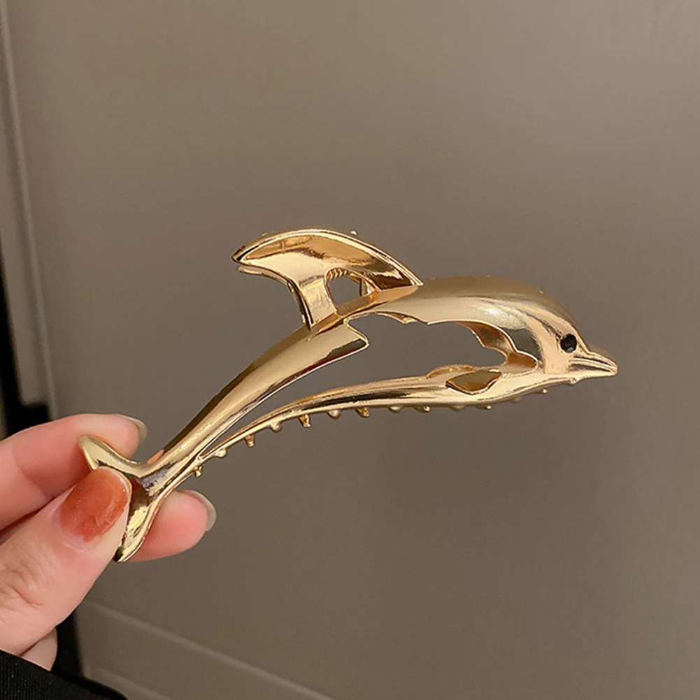 

New Women Elegant Gold Silver Dolphin Shape Metal Hair Claw Lady Solid Color Hair Clip Headband Hairpin Fashion Hair Accessories