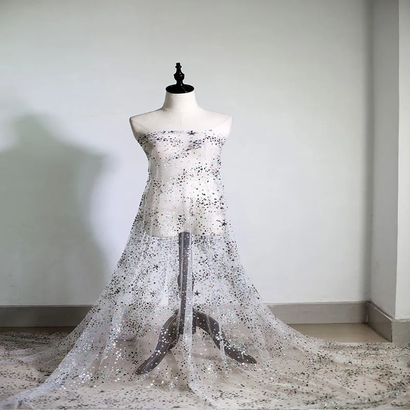 Звездное небо черный волшебный цвет сетка Марля ткань горячие бриллианты