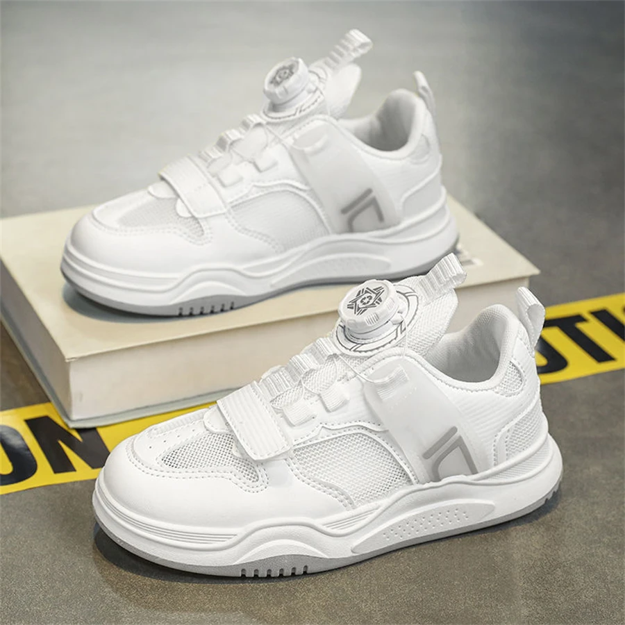 White Kids' Skateboarding Shoes New Arrival Top Quality Students Sport Shoes Brand Rotary Button Running Shoes Boys Sneakers
