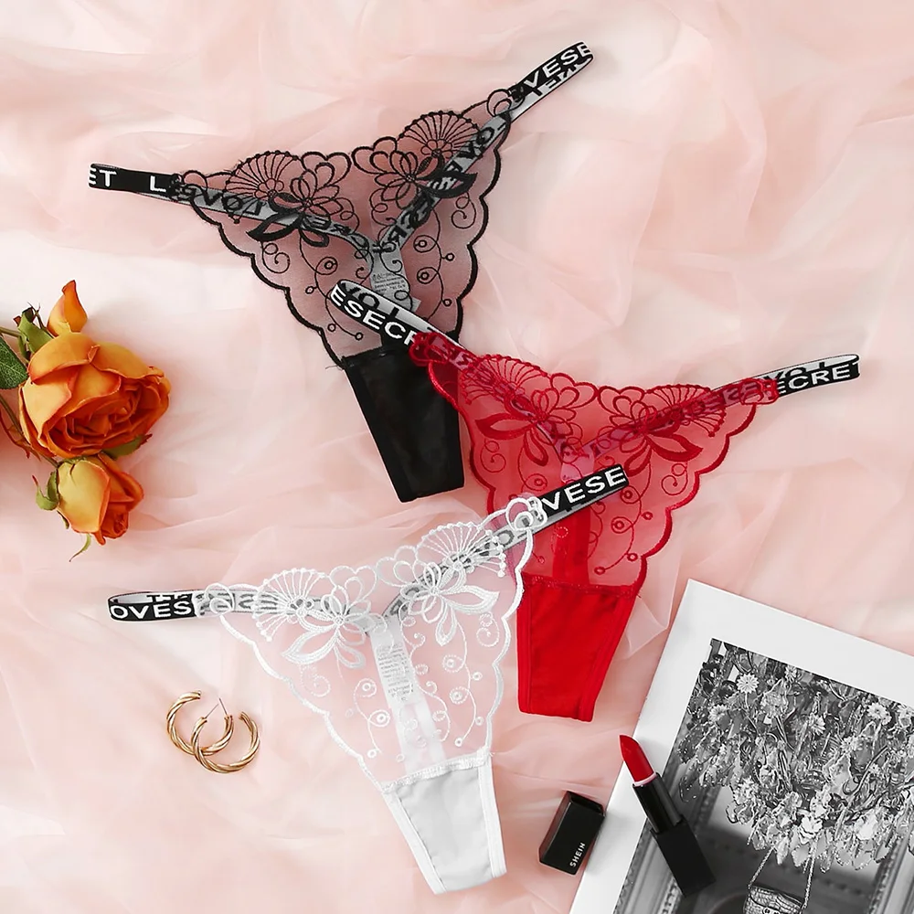 Женские прозрачные стринги с принтом