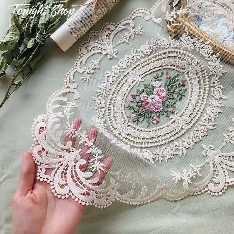 Embroidered Table Cloth Elegant Round Lace Tablecloth Coffee Coasters Napkin Party Wedding Decoration