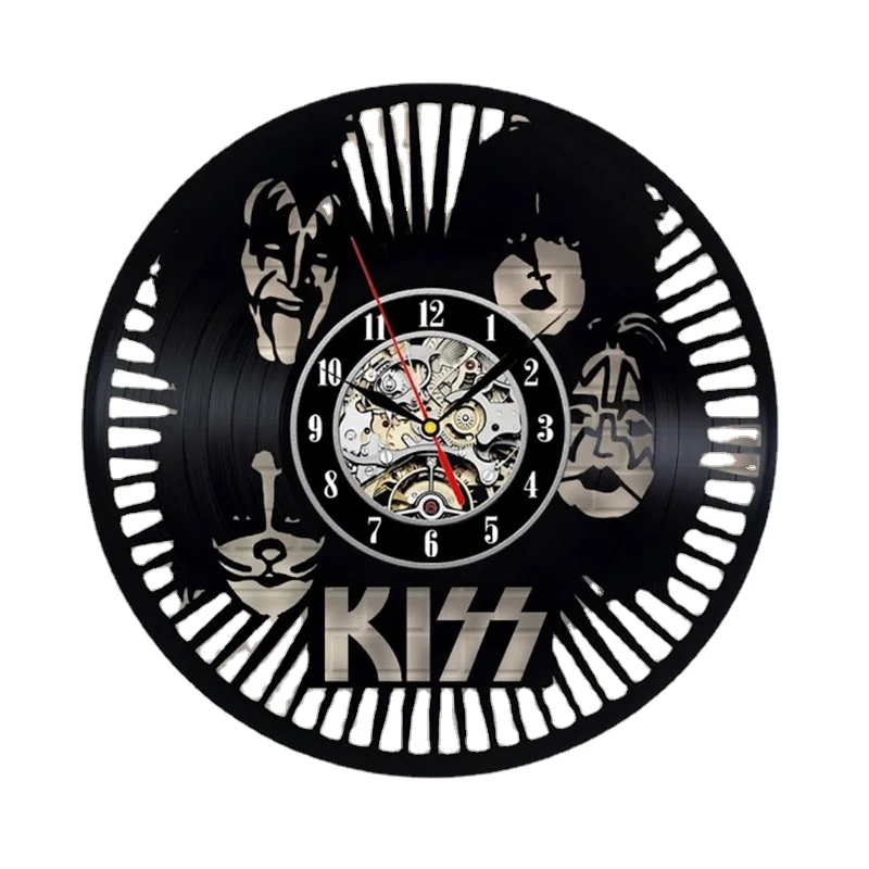 

KISS Rock Band LED Record Clock Vinyl Record Material Classic Artistic CD Wall Clock Gift for KISS Fans Creative Wall Clock