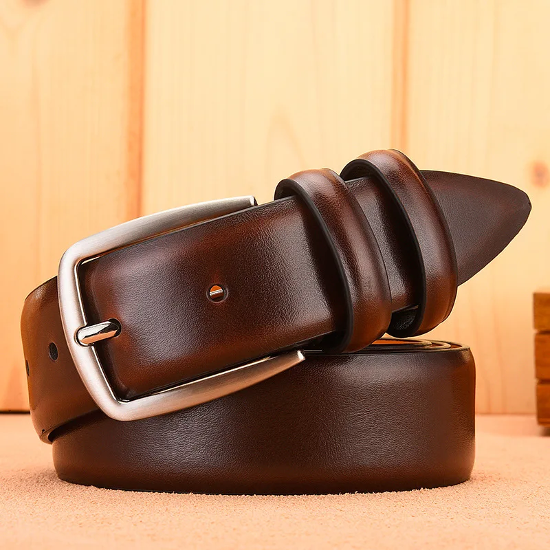 Men Belts Famous Casual Fashion Luxury Brand Genuine Leather Belts Pin Buckle High Quality Jeans Belt Brown Belts For Men DT015