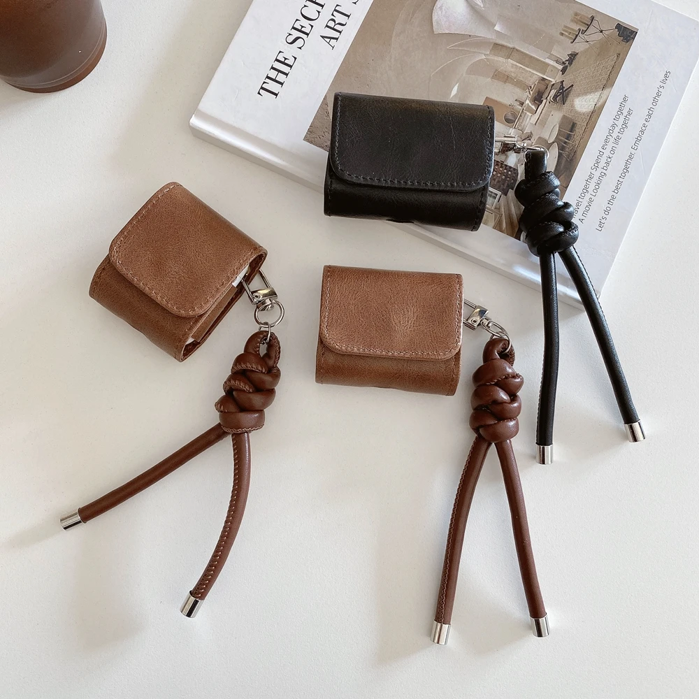 Кожаный чехол для наушников Airpods Pro 2nd с цепочкой Apple 1/2/3/4 мягкий силиконовый