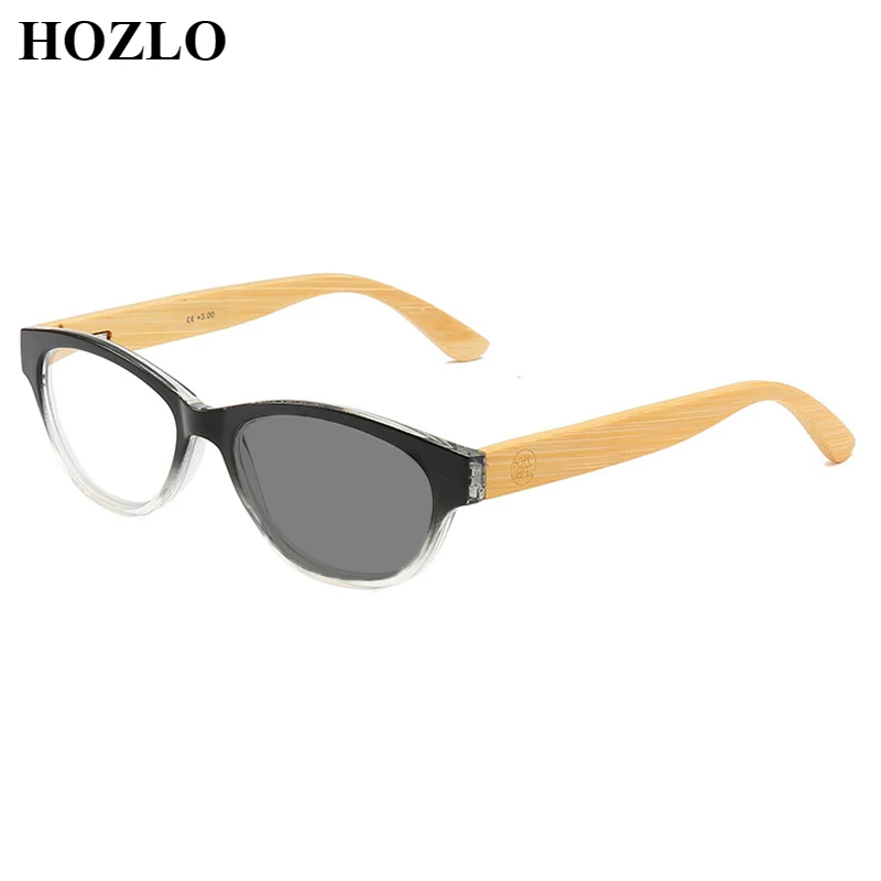 

Amboo Legs Cat Eye Unisex Photochromic Reading Glasses Magnifier Women Men Sun Automatic Discoloration Presbyopia Sunglasses