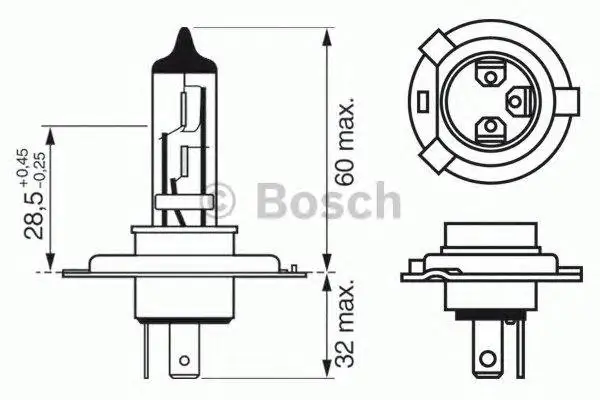 Лампа STANDARD H4 12V 60/55W Bosch - 1987302041 |